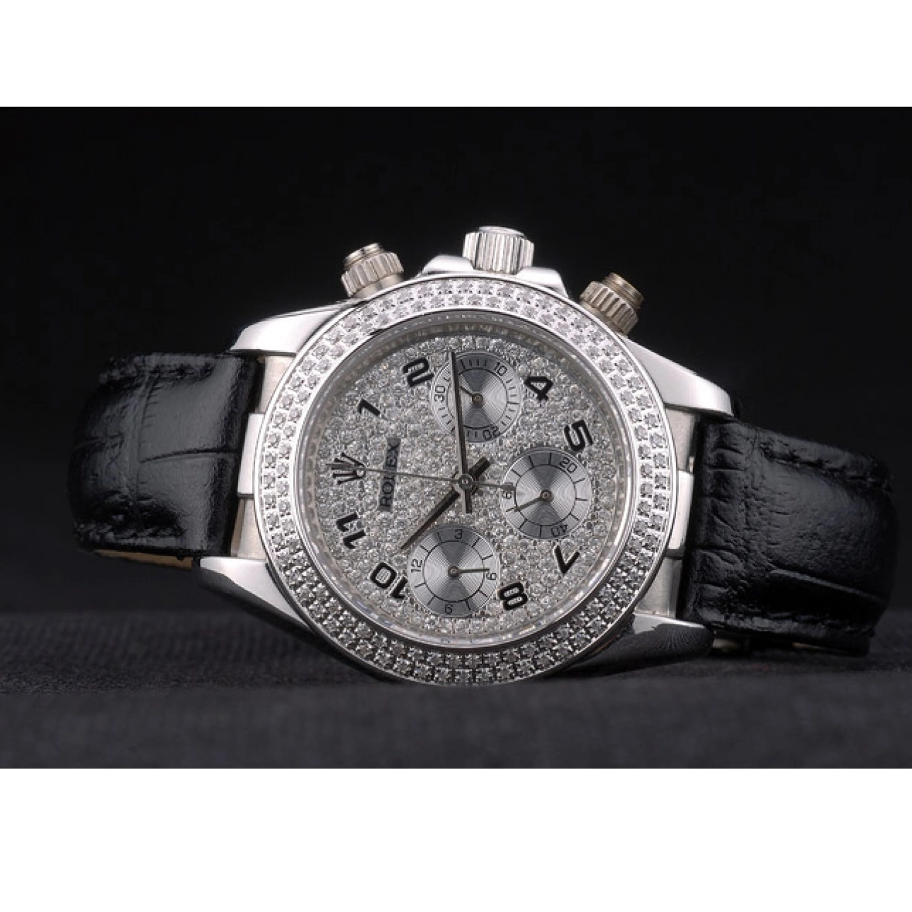 AAA replica watch Studded Daytona Steel Bezel Crystal Case Dial Lady Stainless Studded Crystal Rolex 0731